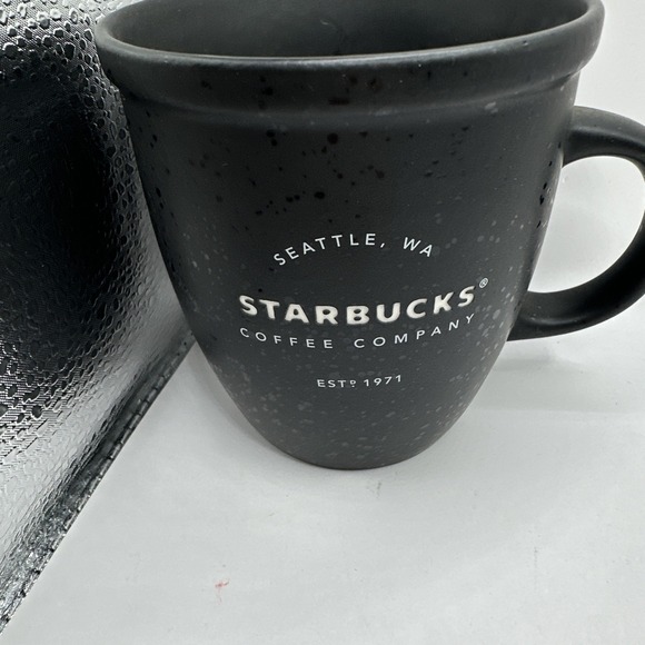 Starbucks Coffee Abbey 2016 Espresso Demitasse Black Pitted 3 oz 2.5" Mug Cup - Picture 1 of 3